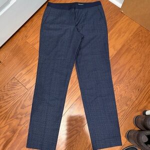 BOSS Tiluna Navy Micro-Check Ankle Trousers | Tailored Fit